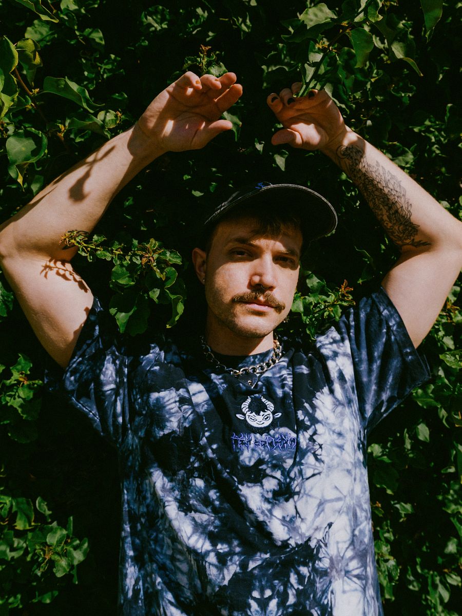 Oversized Dark Tie-Dye Embroidered Logo + Text Shirt product image (1)