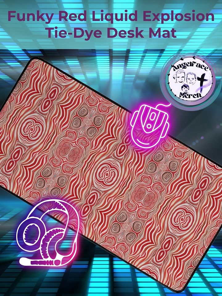 Funky Red Liquid Explosion Tie-Dye Desk Mat product image (1)