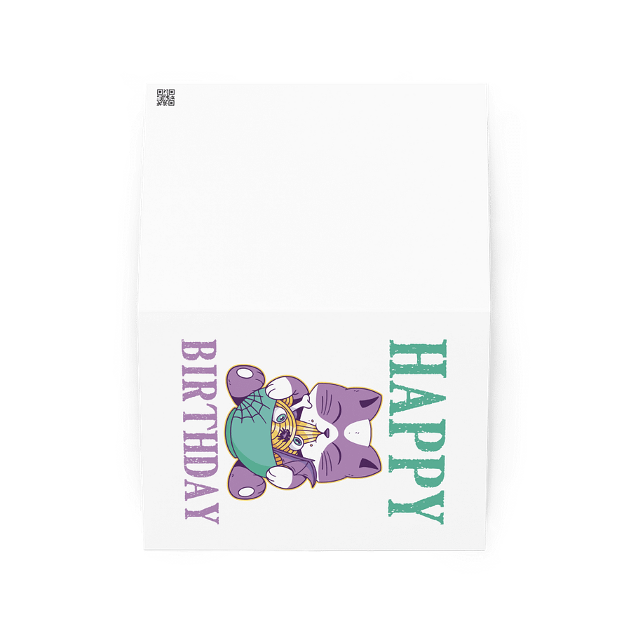 Happy Birthday (Spooky Cat Eating Noodles) Birthday Card 5" x 7" product image (2)