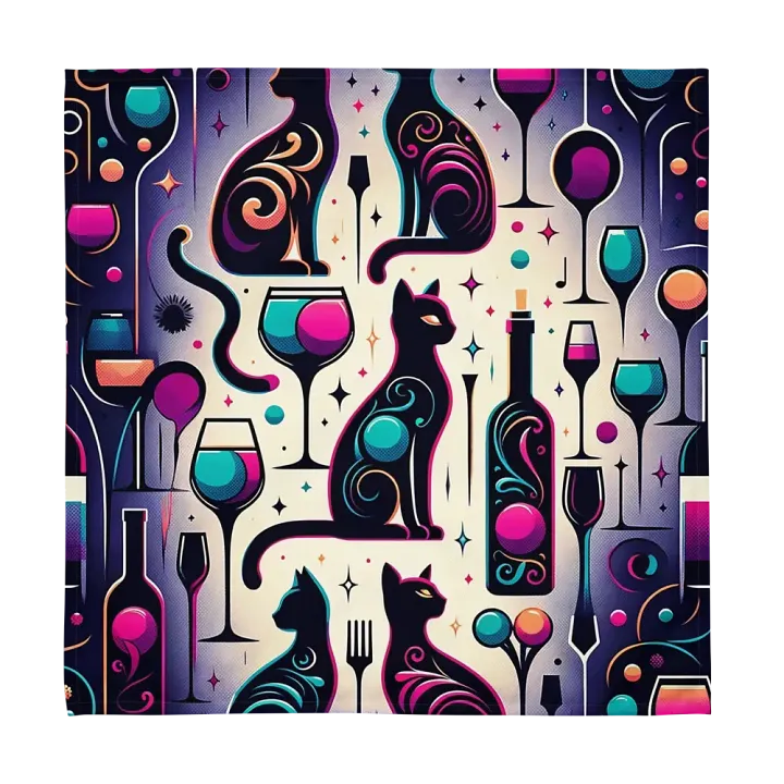 Cloth Napkin Set (4): Cats and Wine product image (1)
