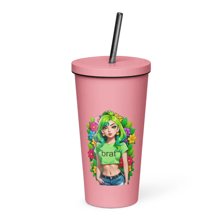 Brat 20 oz Tumbler Cup - Pink - Insulated Tumbler with a Straw v2 product image (1)
