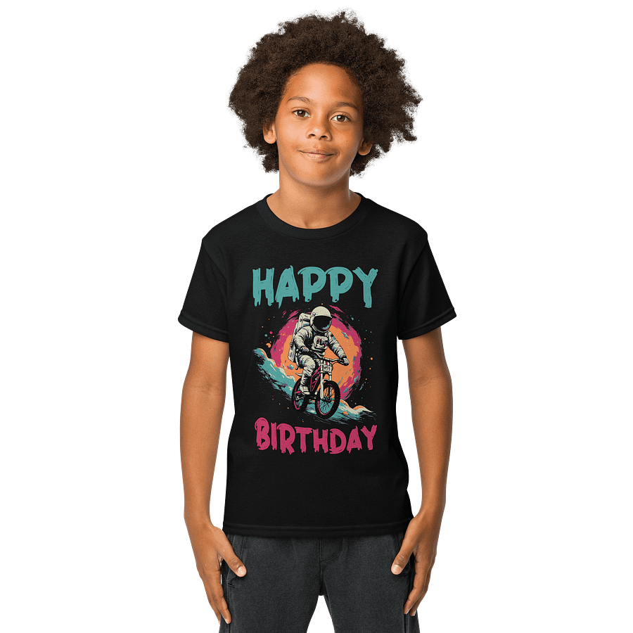 Happy Birthday (Astronaut on a Bike) T-Shirt For Kids product image (1)