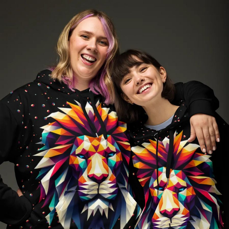 Regal Leo Zodiac Geometric Lion Hoodie product image (5)