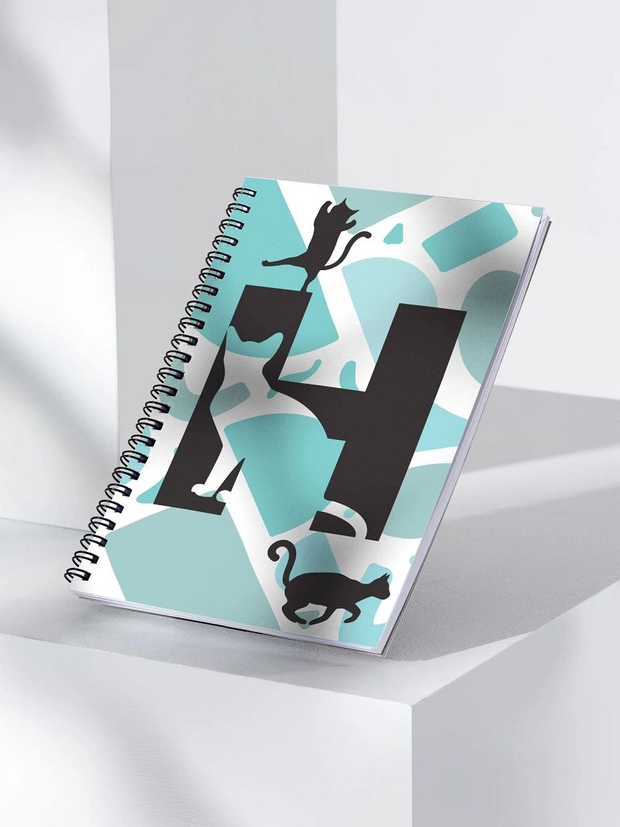 Monogram Letter H Cat Lover Geometric Blues Notebook product image (3)