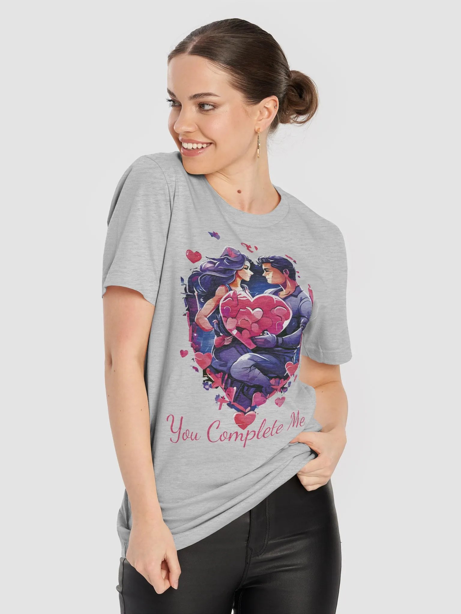 You Complete Me Funny Colorful T-Shirt for Couples - Perfect Husband-Wife, Boyfriend-Girlfriend Shirt product image (1)