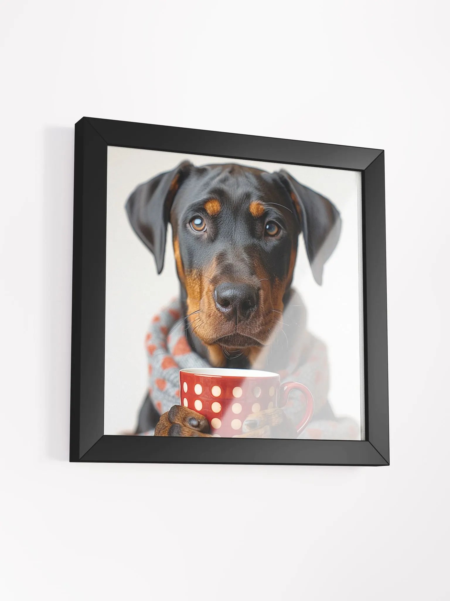 Coffee Lover Doberman Pinscher Dog Framed Wall Art product image (2)