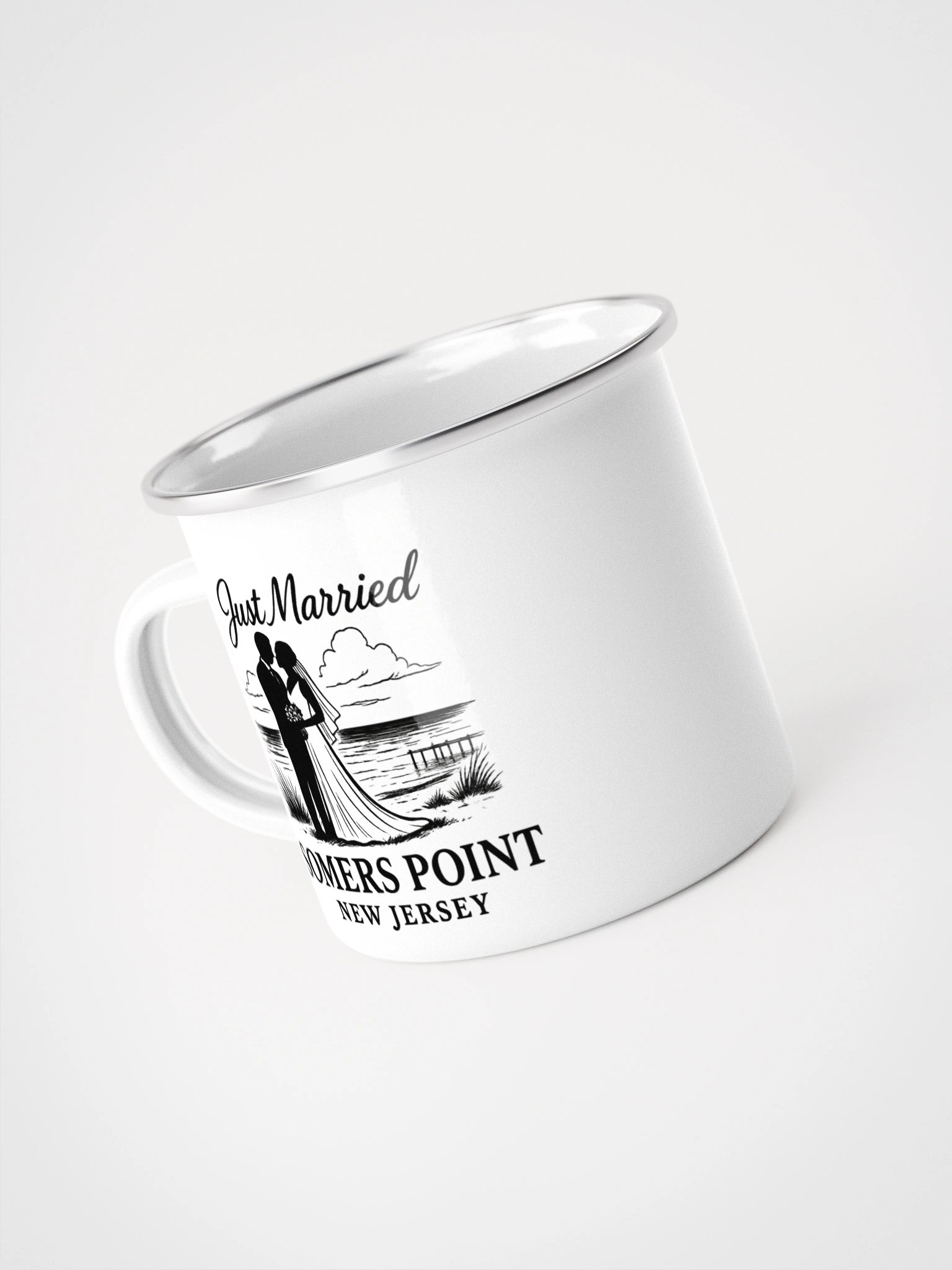 Somers Point NJ "Just Married" Enamel Wedding Mug product image (4)