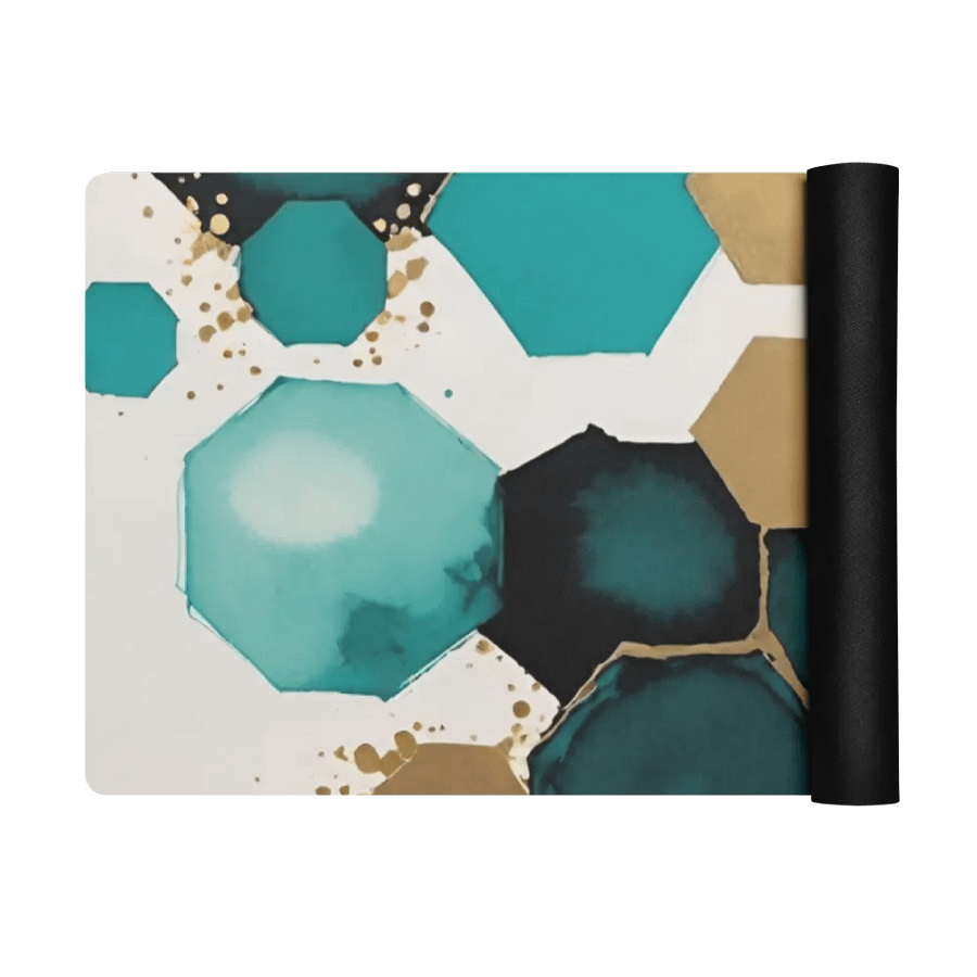Gold and Teal Honeycomb Yoga Mat product image (3)