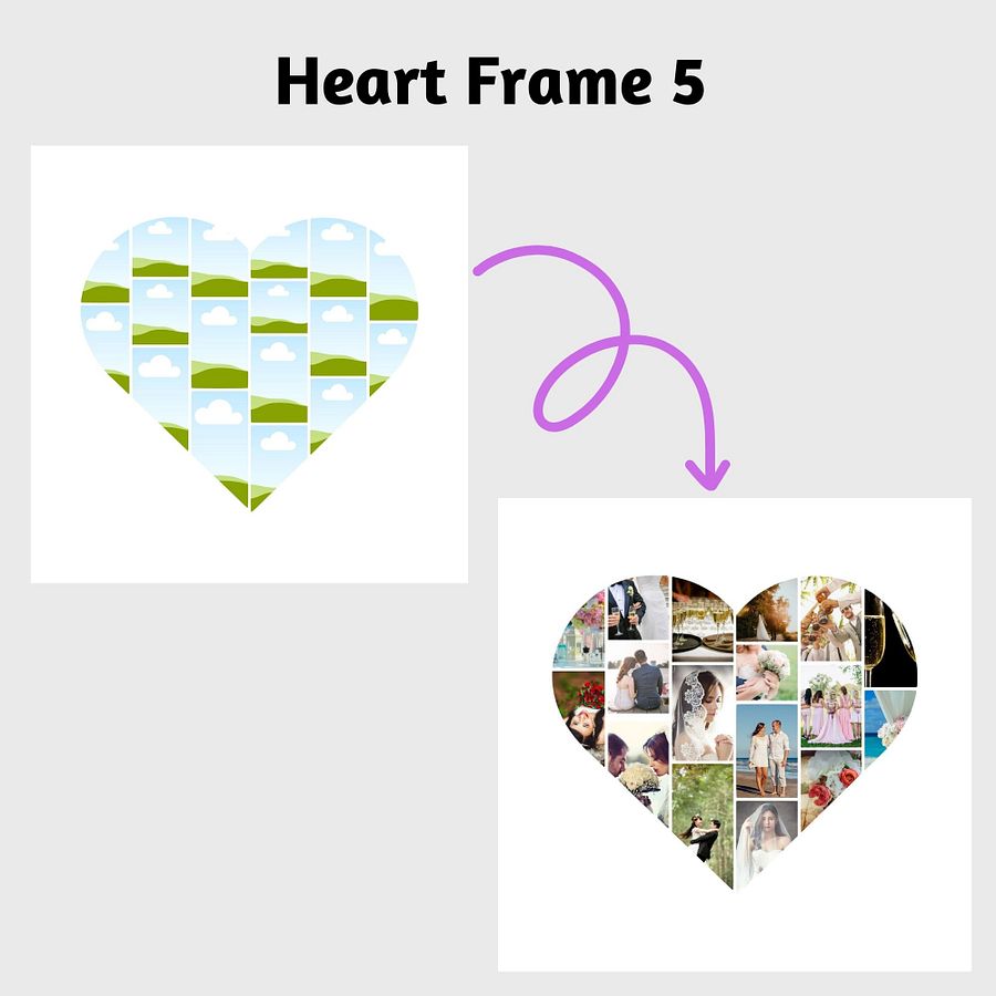 6 Heart-Shaped Photo Collage Frames Canva Templates product image (7)