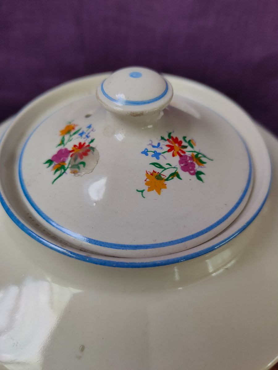 Extraordinário Bule branco e azul, flores margaridas, James Gilman, anos 30, peça de decoração product image (8)