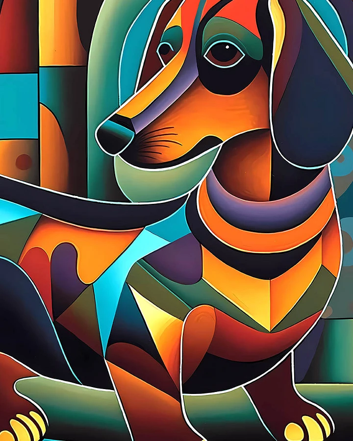 Dachshund Geometric Abstract Art Cubist Style Matte Poster product image (1)