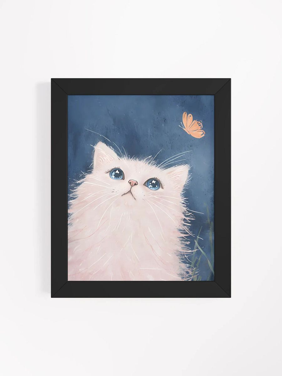 Whimsical Cat and Butterfly Framed Poster product image (5)