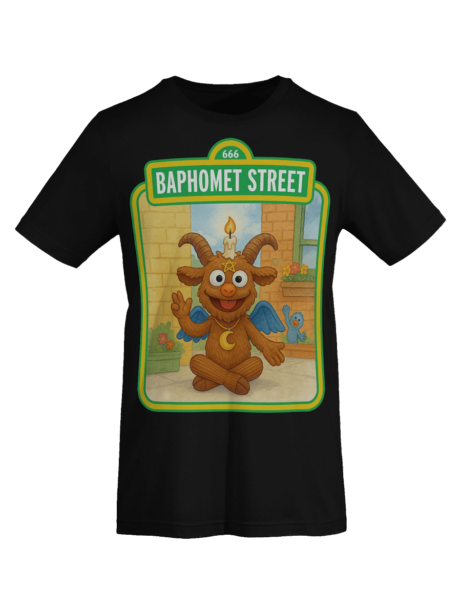 Baphomet Street: Where Horns Meet Hugs Parody Tee product image (71)