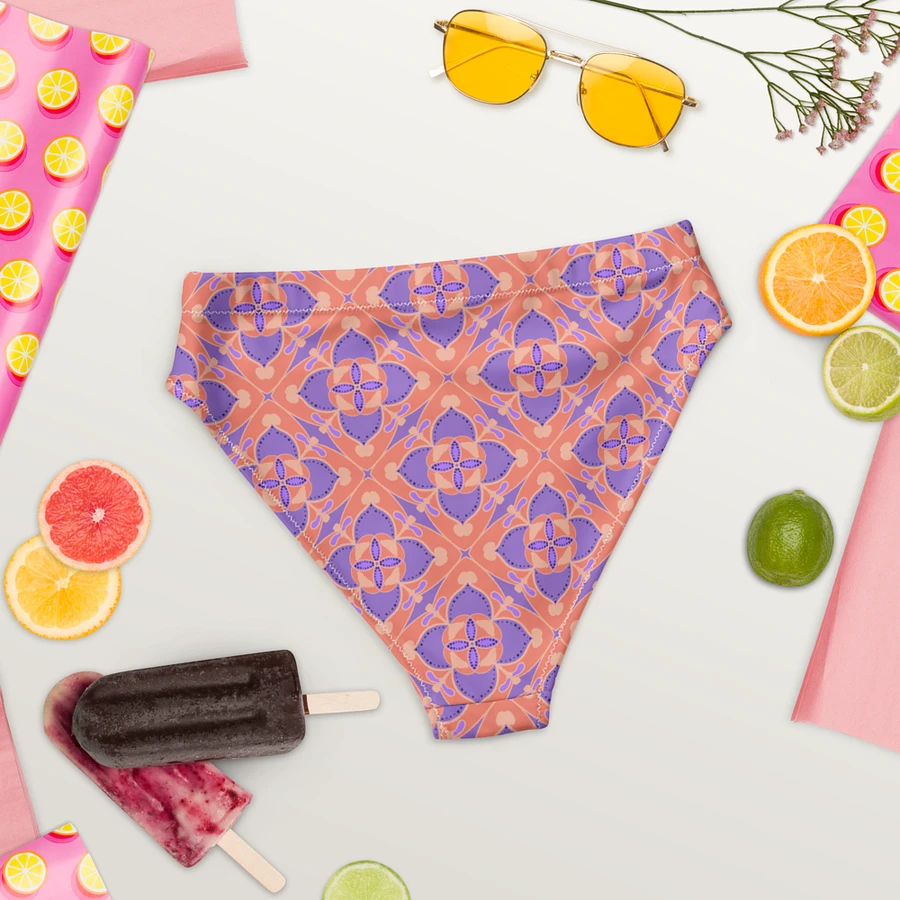 Pastel Orange and Mauve Pattern High Waisted Bikini Bottom product image (5)