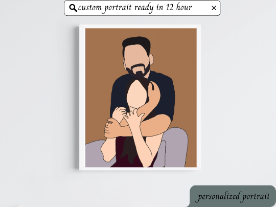 Custom Portrait, Minimalist Couple Portrait, Cute Cartoon Illustration, Personalized Print, Valentine Gift, Couple Memory Digital Gift product image (7)