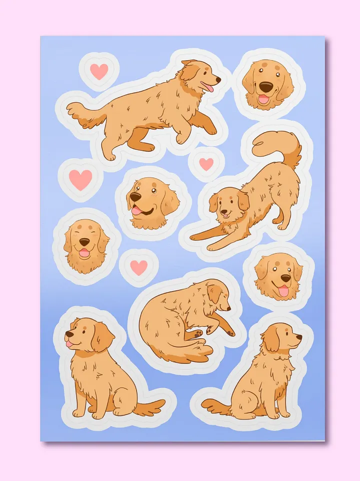 Cute golden retriever dog stickers pack product image (1)