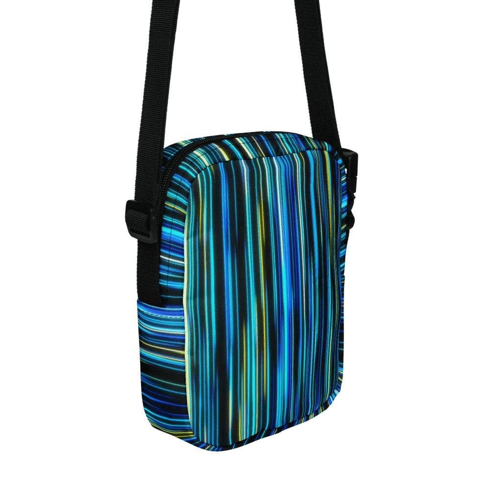 Vibrant Blue lines All-Over Print Crossbody Bag for moms ladies friends safe mobiles product image (3)