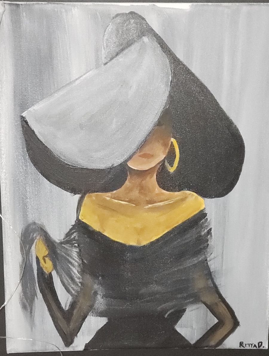 Large Hat Lady Painting product image (1)