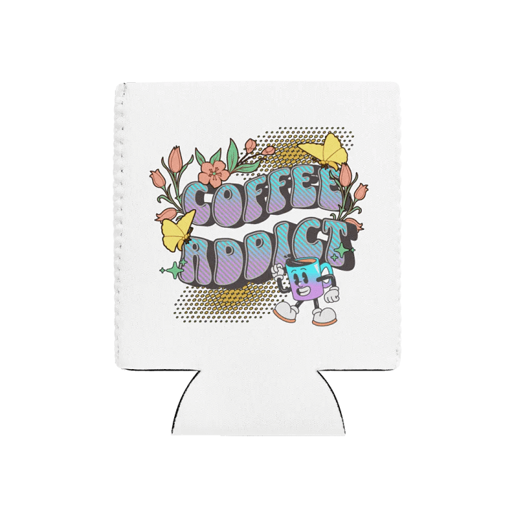 Coffee Addict Mascot Mug Whimsical Can Cooler product image (1)