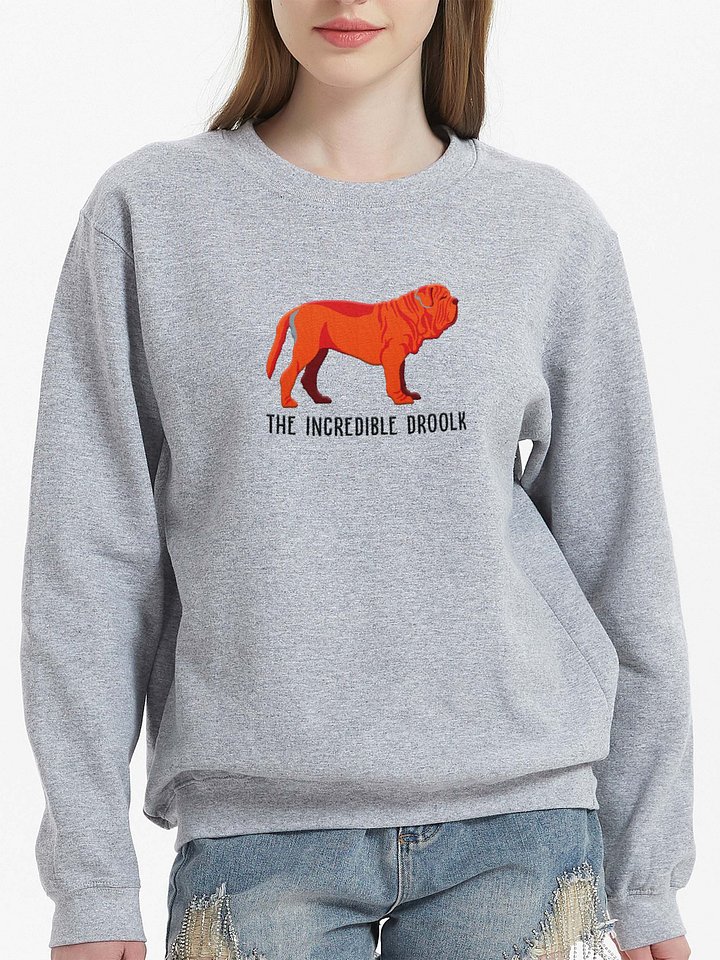 The Incredible Droolk Sweatshirt (Embroidered) of a Neapolitan Mastiff(Red) product image (2)