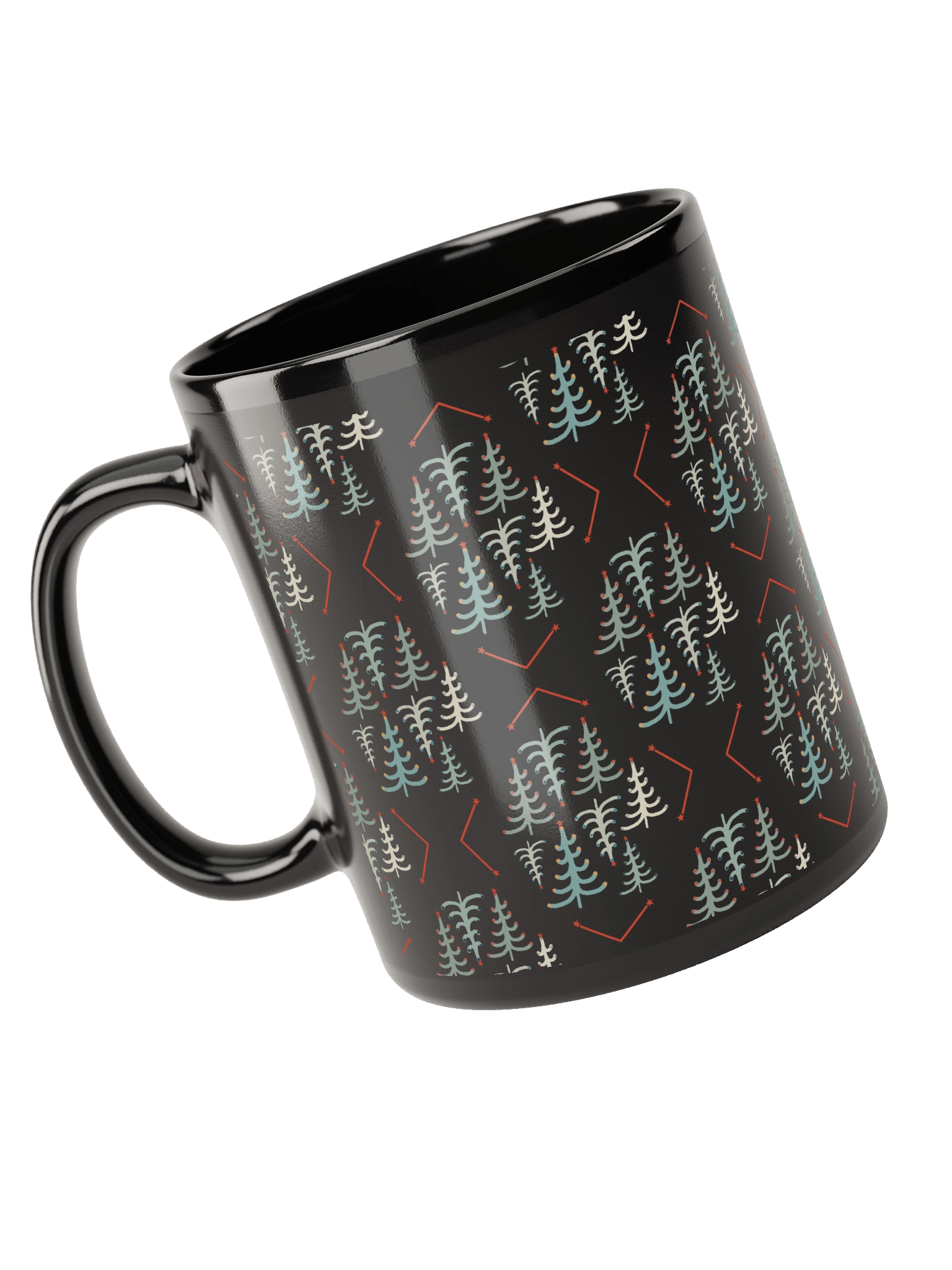 Christmas Nordic Sparkle Minimalist Tree Black Mug product image (2)