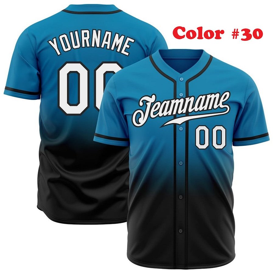 Authentic Gradient Fashion Baseball Jersey Up Down Colors with Line, Personalized Sport Jersey, Two Tones product image (7)