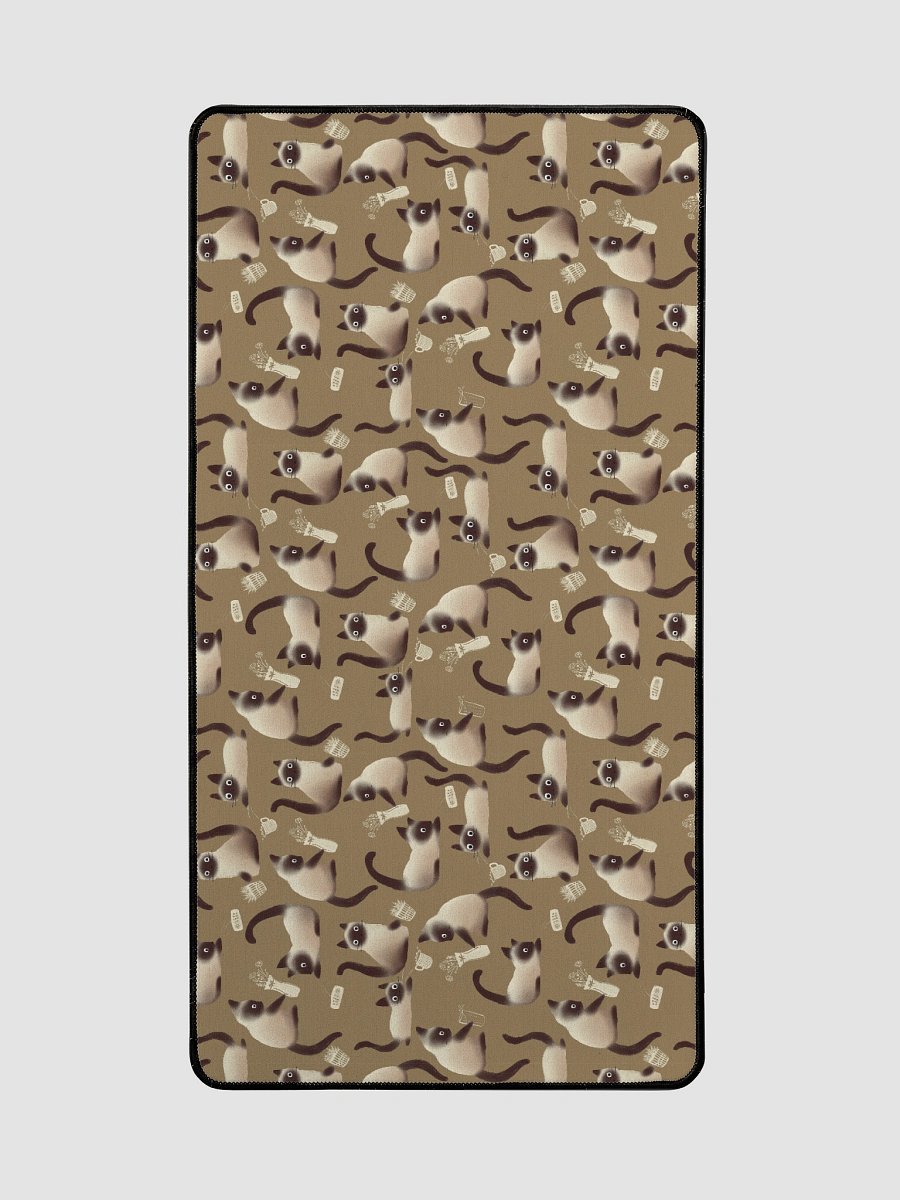 Bad Siamese Cats Knocking Stuff Over Patterned Desk Mat, Brown product image (2)
