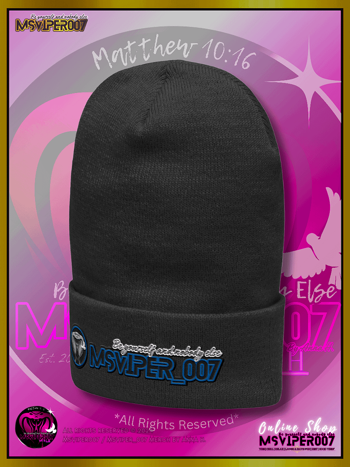Cuffed Beanie [ Embroidered Design(s) ] - "MsViper_007™ Brand [blue/blk/V1] - Support&Sport" Stylish Beanie by Anna H. product image (2)