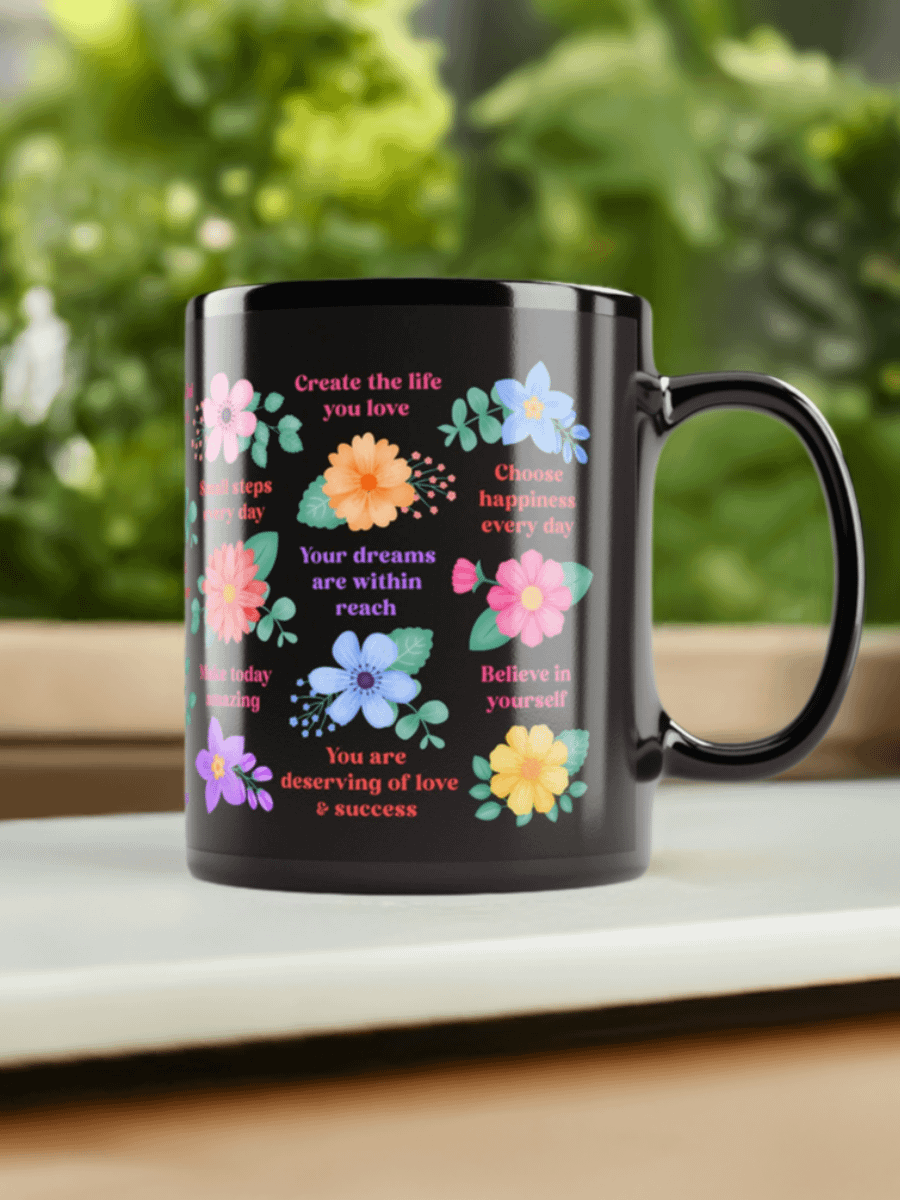 Vibrant Floral Motivational Quotes - Black Mug product image (7)