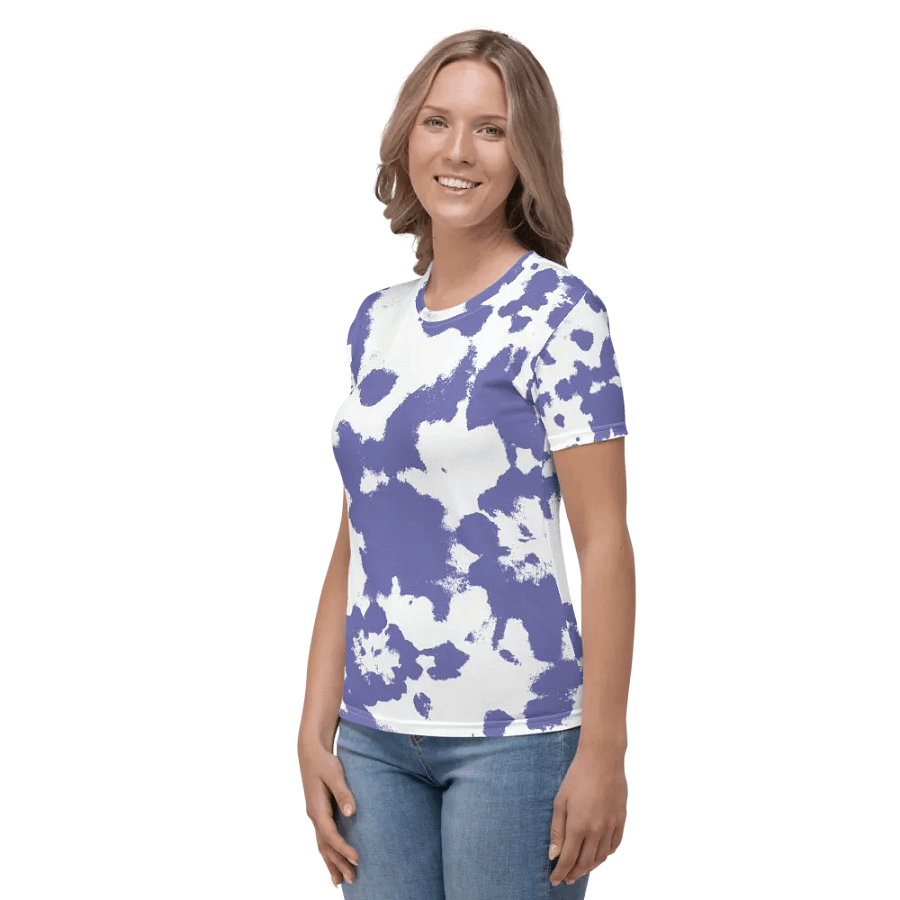 Women's Crew Neck T-Shirt Blue Pattern product image (3)