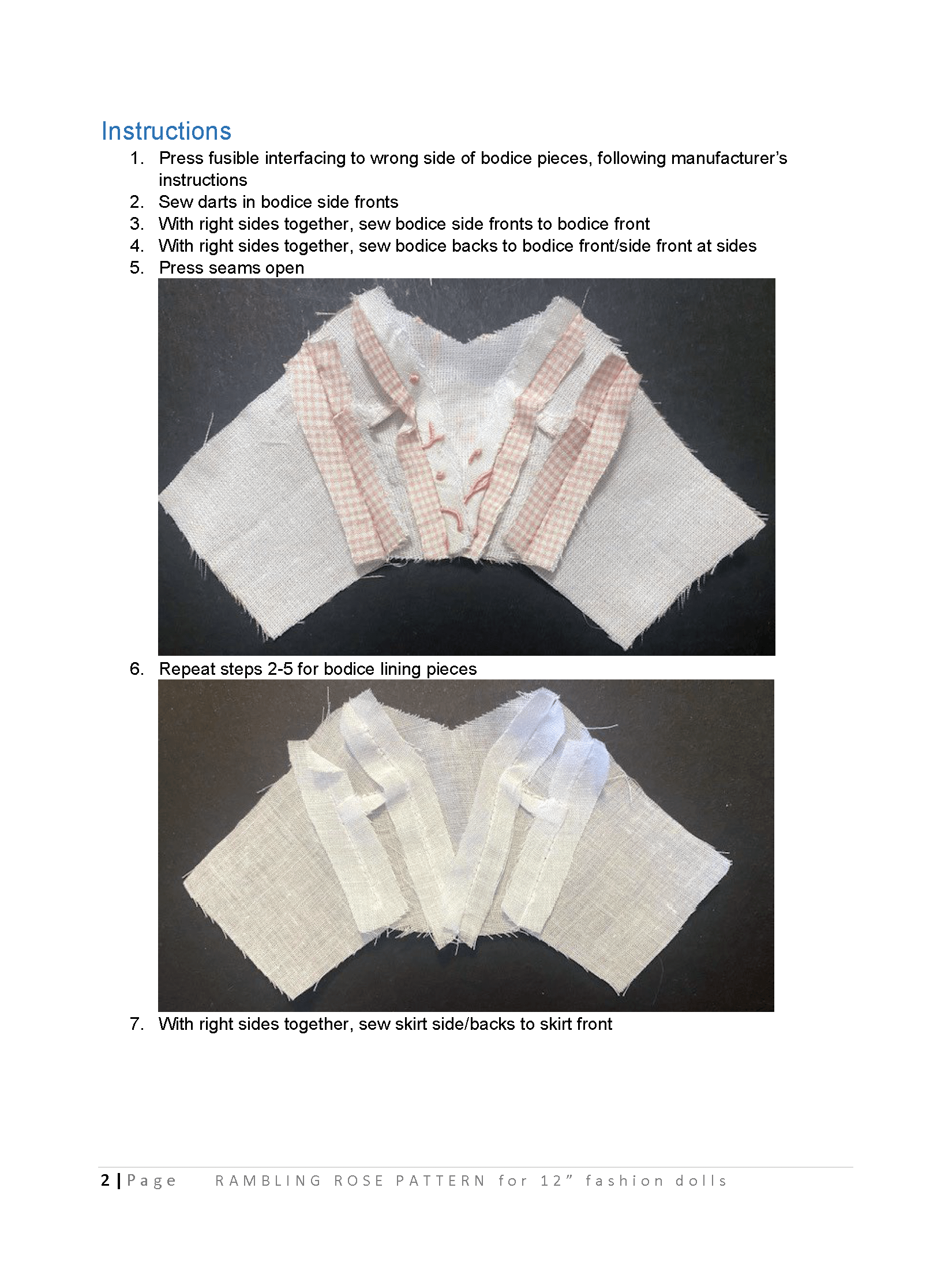 Rambling Rose sewing pattern for 12" fashion dolls product image (3)