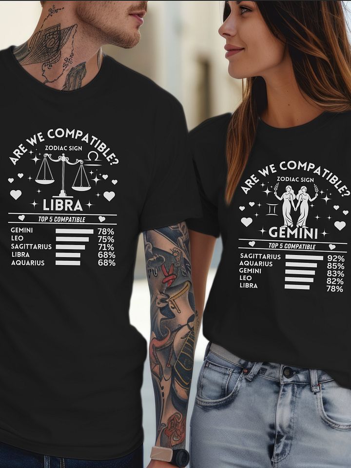 Libra Zodiac Sign Romantic Compatibility T-Shirt - Dark Comfort Colors 1717 product image (2)