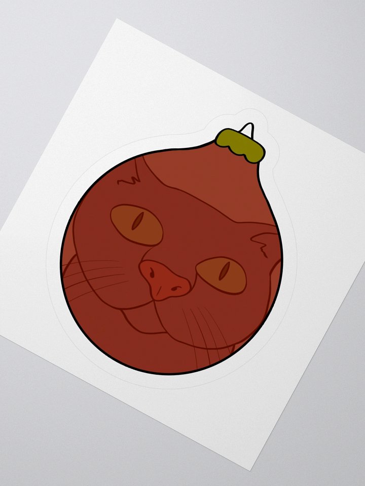 Curious Cat Christmas Kiss Cut Sticker (Red) product image (2)