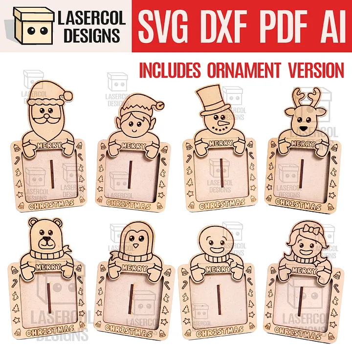 Christmas Photo Frames Bundle - Laser Cut Files product image (1)