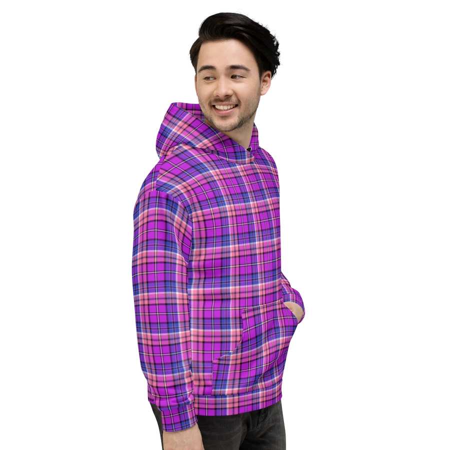 Bright Purple, Pink, and Blue Plaid Hoodie product image (5)