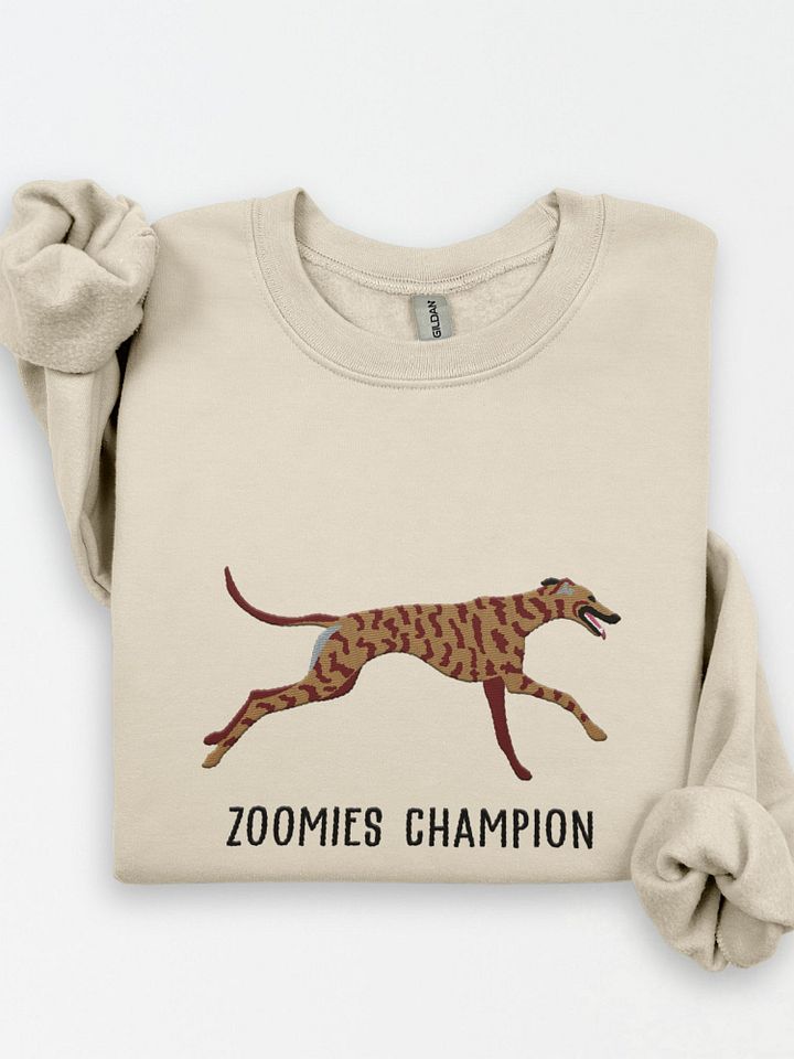 Zoomies Champion Sweatshirt (Embroidered) of a Greyhound(Brindle) product image (1)