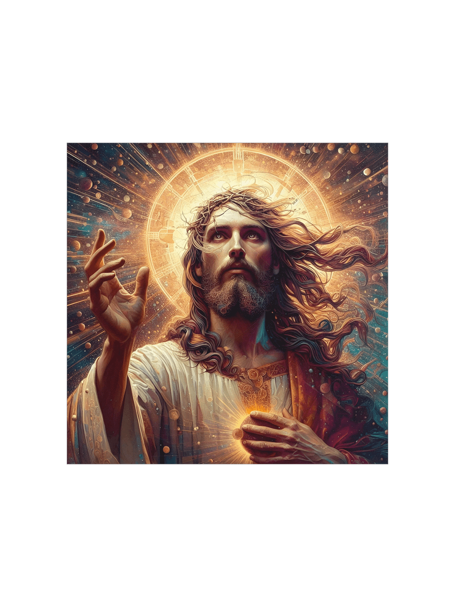 Jesus Christ Cosmic Radiance Wall Art | Epic Christ Art Canvas Print for Home & Sacred Spaces product image (1)