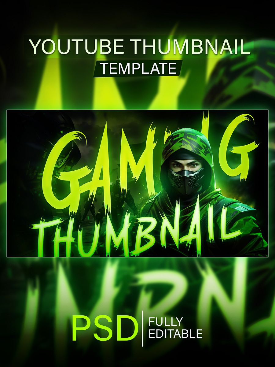 Youtube Gaming thumbnail design and web banner template PSD product image (1)