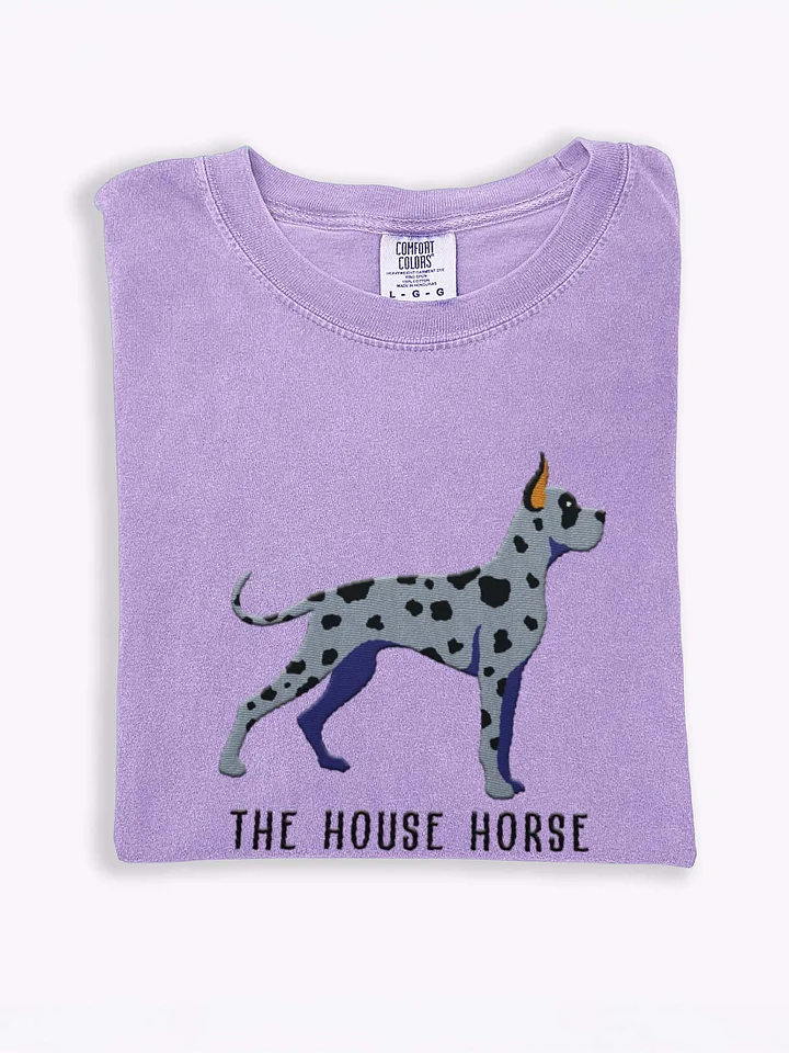 The House Horse T-Shirt(Embroidered) of a Great Dane(Blue Merle, Cropped Ears) product image (1)