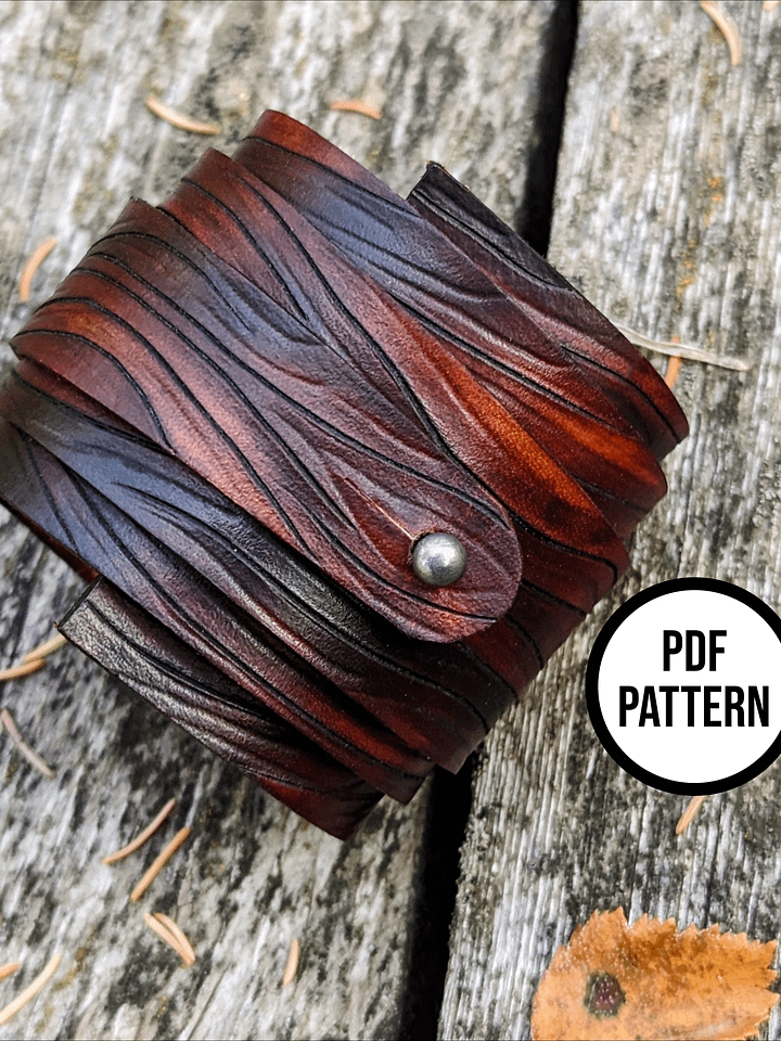 Wrap Cuff: Woodgrain Leather PDF Pattern - One Size Fits All product image (1)