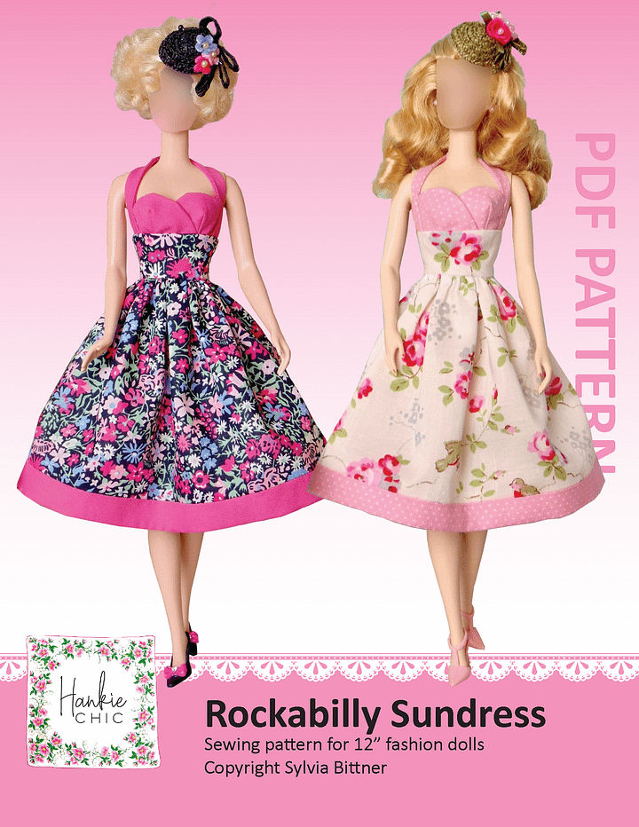 Rockabilly Sundress sewing pattern for 12" fashion dolls product image (1)