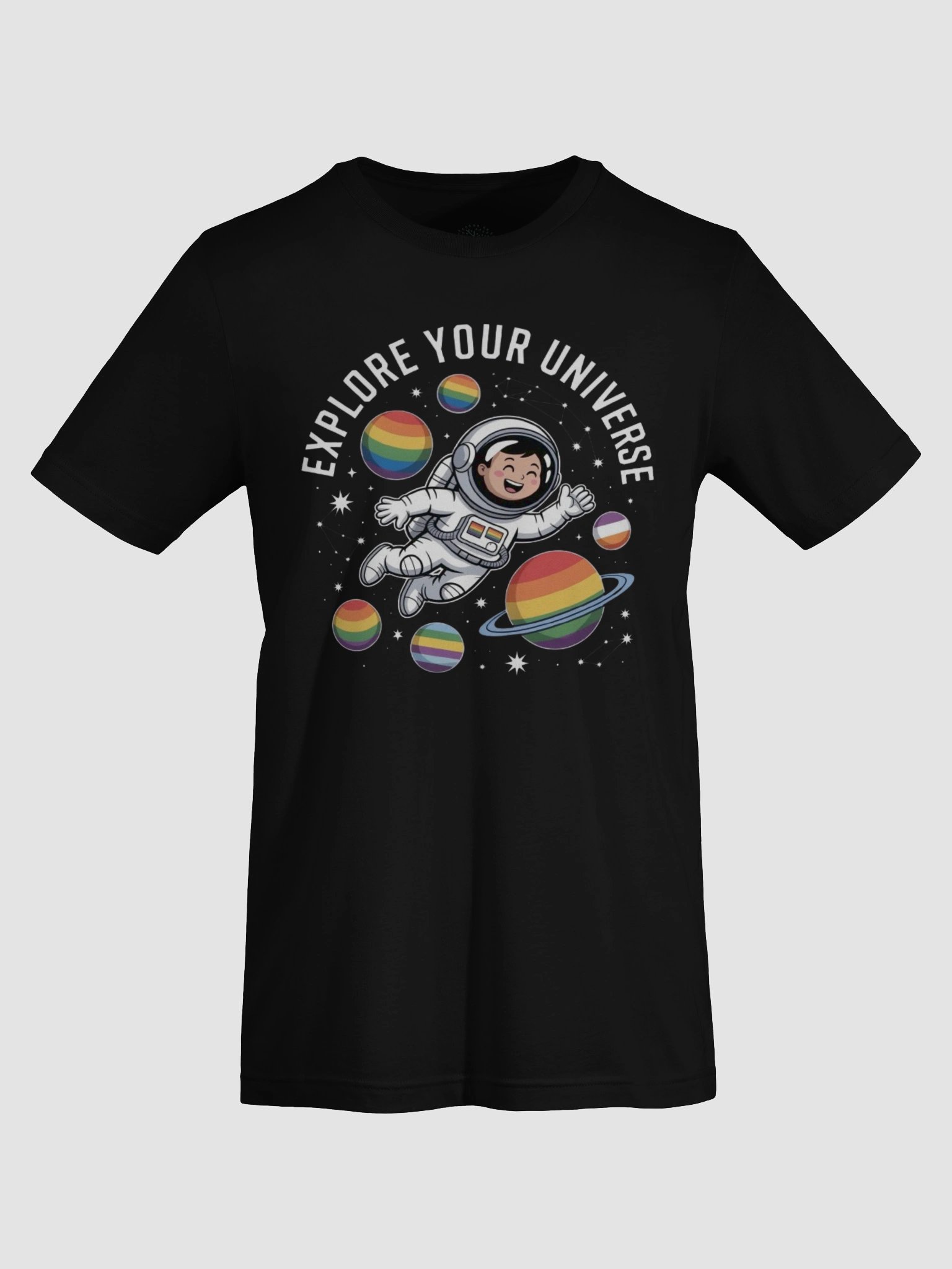Unisex "Explore Your Universe" Rainbow Space Astronaut T-Shirt product image (72)