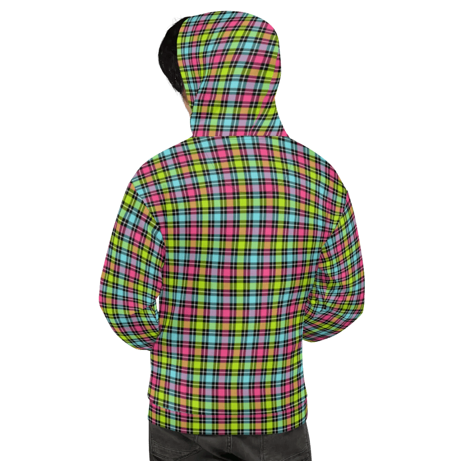 Neon Checkered Plaid Hoodie product image (9)