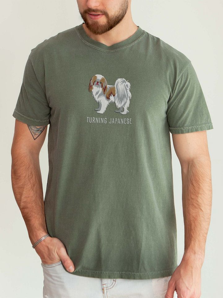 Turning Japanese T-Shirt(Embroidered) of a Japanese Chin(Brown) product image (2)