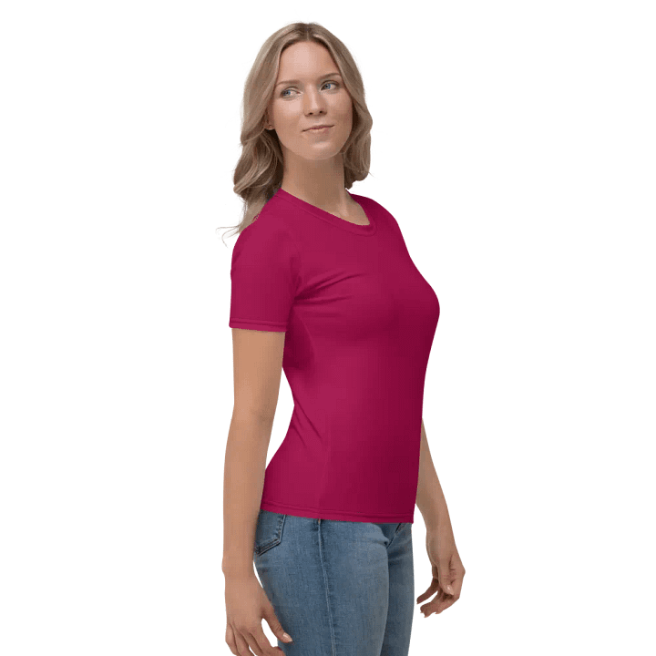 Plain Dark Red Light Summer Women's Crewneck Polyester Heavyweight Premium T-Shirt by Treasure Pie product image (2)