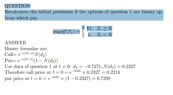 TD - Initial premiums for binary options product image (1)