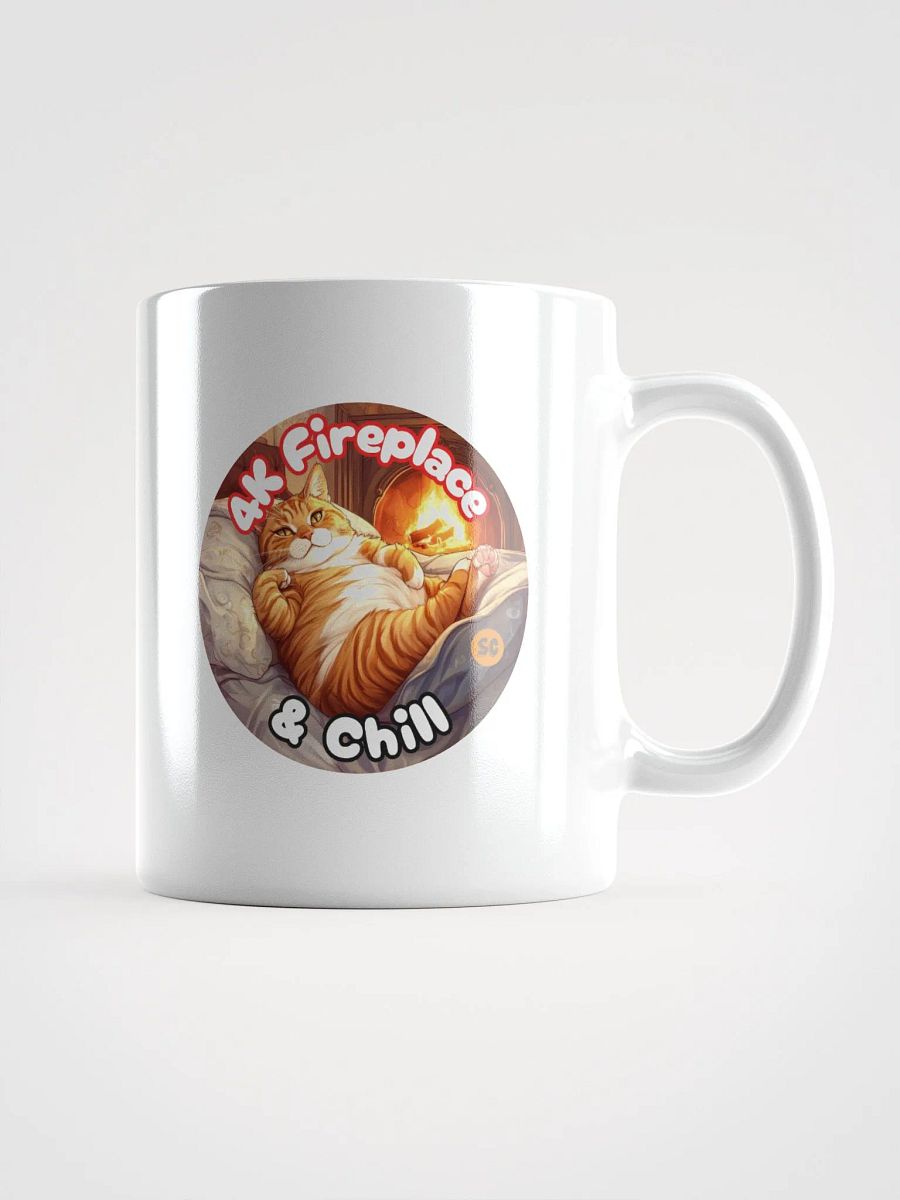 Cozy Cat - 4K Fireplace & Chill | White Glossy Mug product image (2)