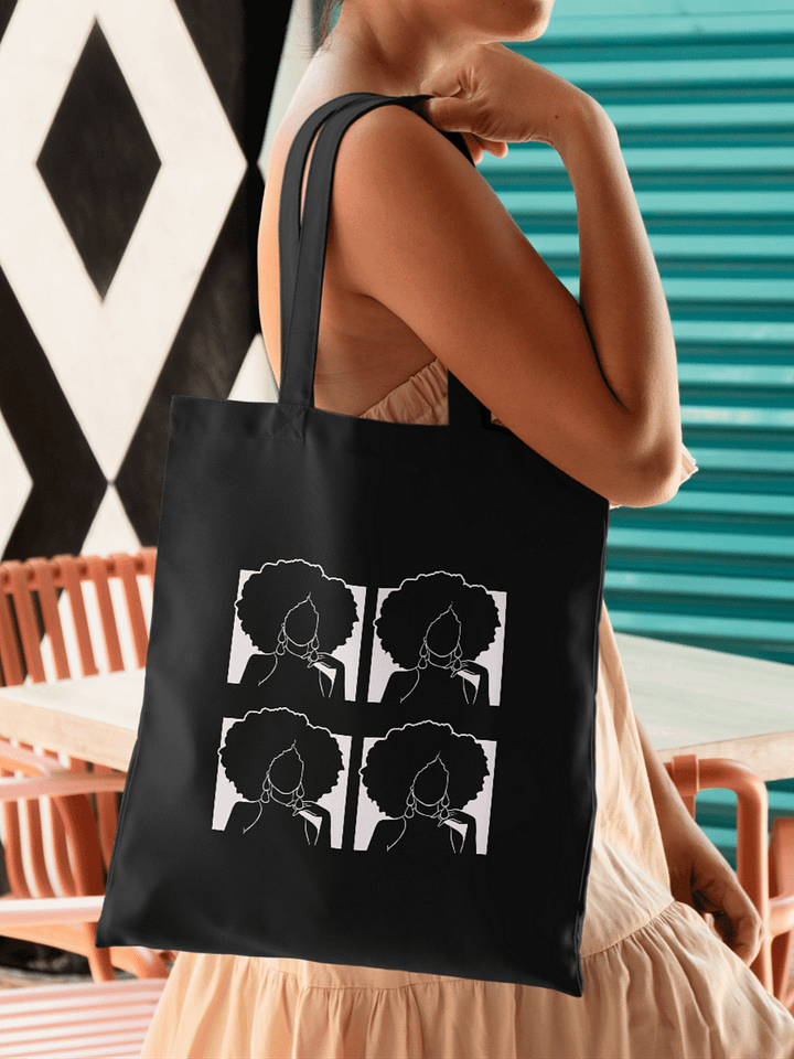 Afro Earthy Woman Design Black and White Tote Bag product image (1)