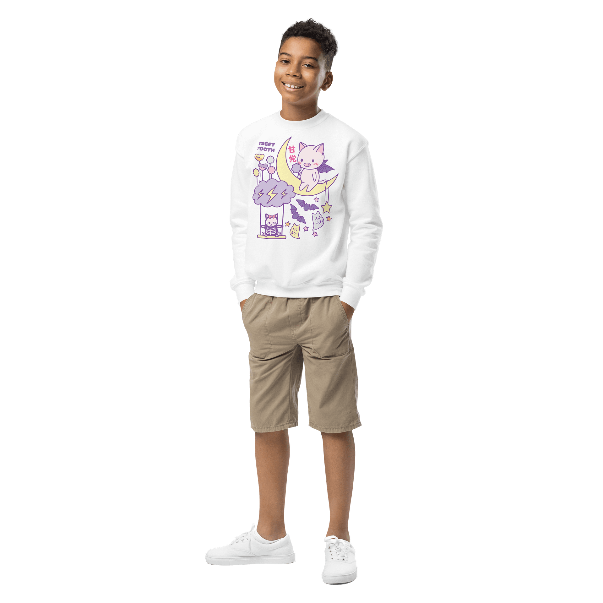 Kawaii Bat Kitty - Unisex Youth Sweatshirt product image (5)