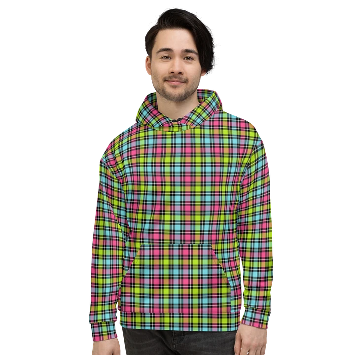 Neon Checkered Plaid Hoodie product image (2)